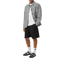 Short ajusté en sergé de coton à rayures iconiques - Noir