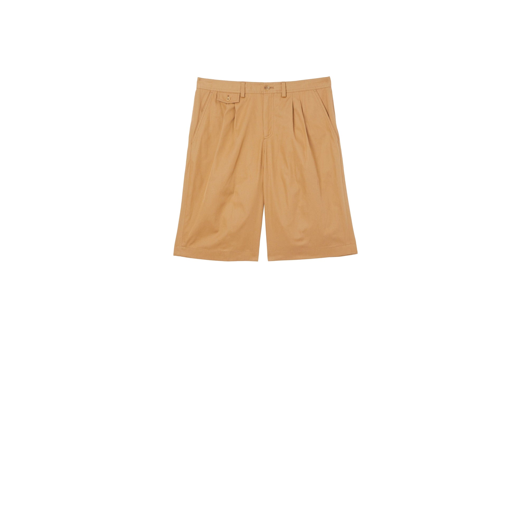 Short ajusté en sergé de coton à rayures iconiques - Camel