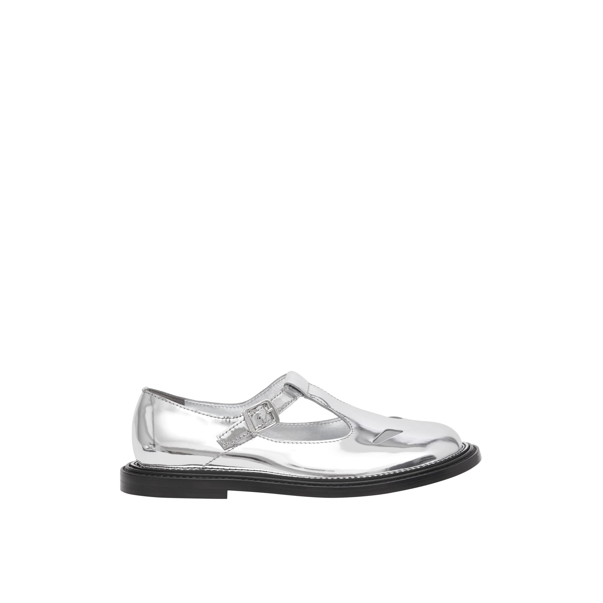 SILVER Salomés en cuir verni métallisé