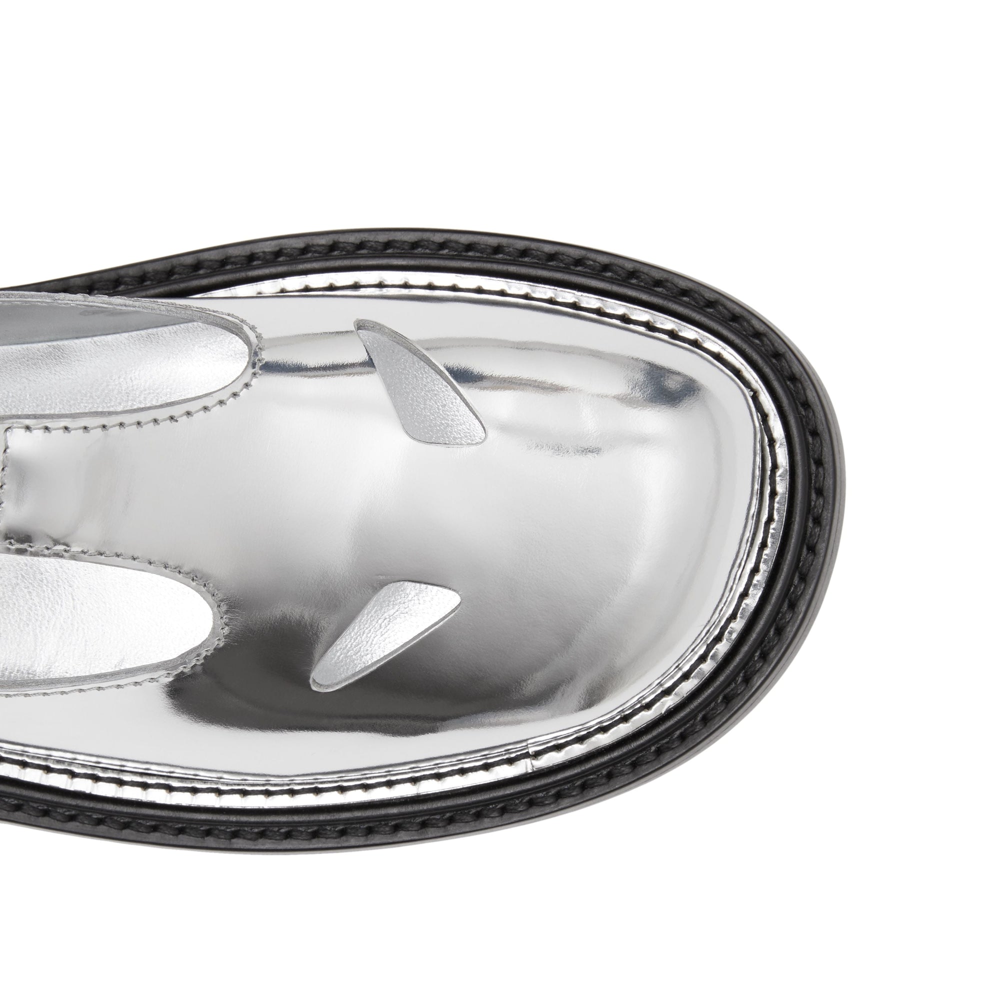 SILVER Salomés en cuir verni métallisé