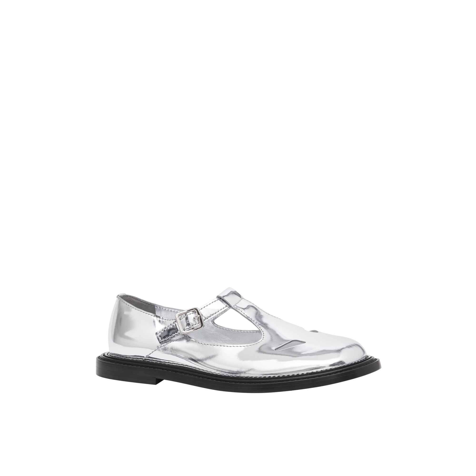 SILVER Salomés en cuir verni métallisé