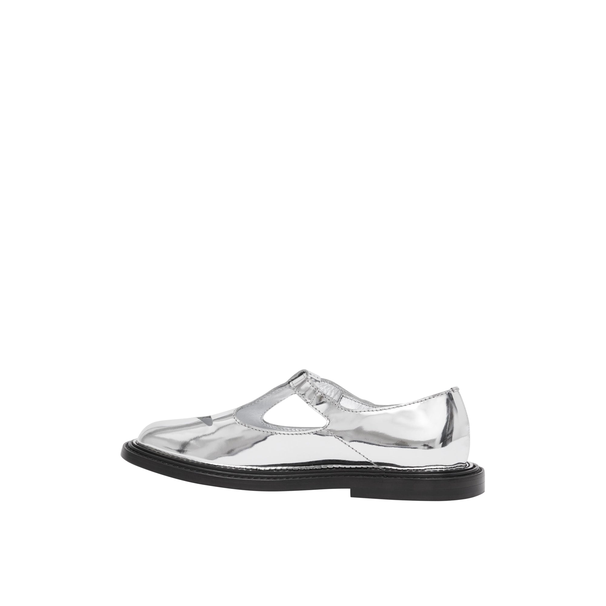 SILVER Salomés en cuir verni métallisé
