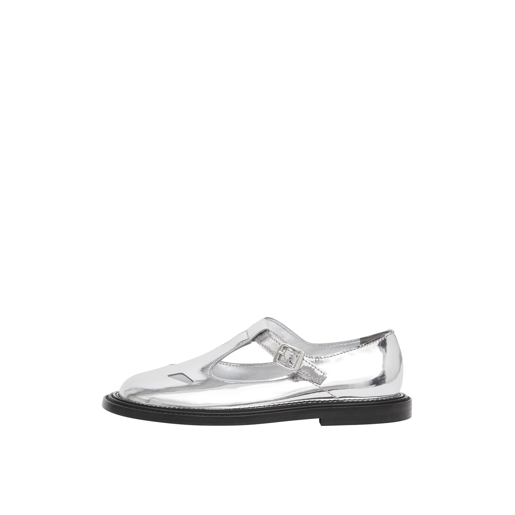SILVER Salomés en cuir verni métallisé