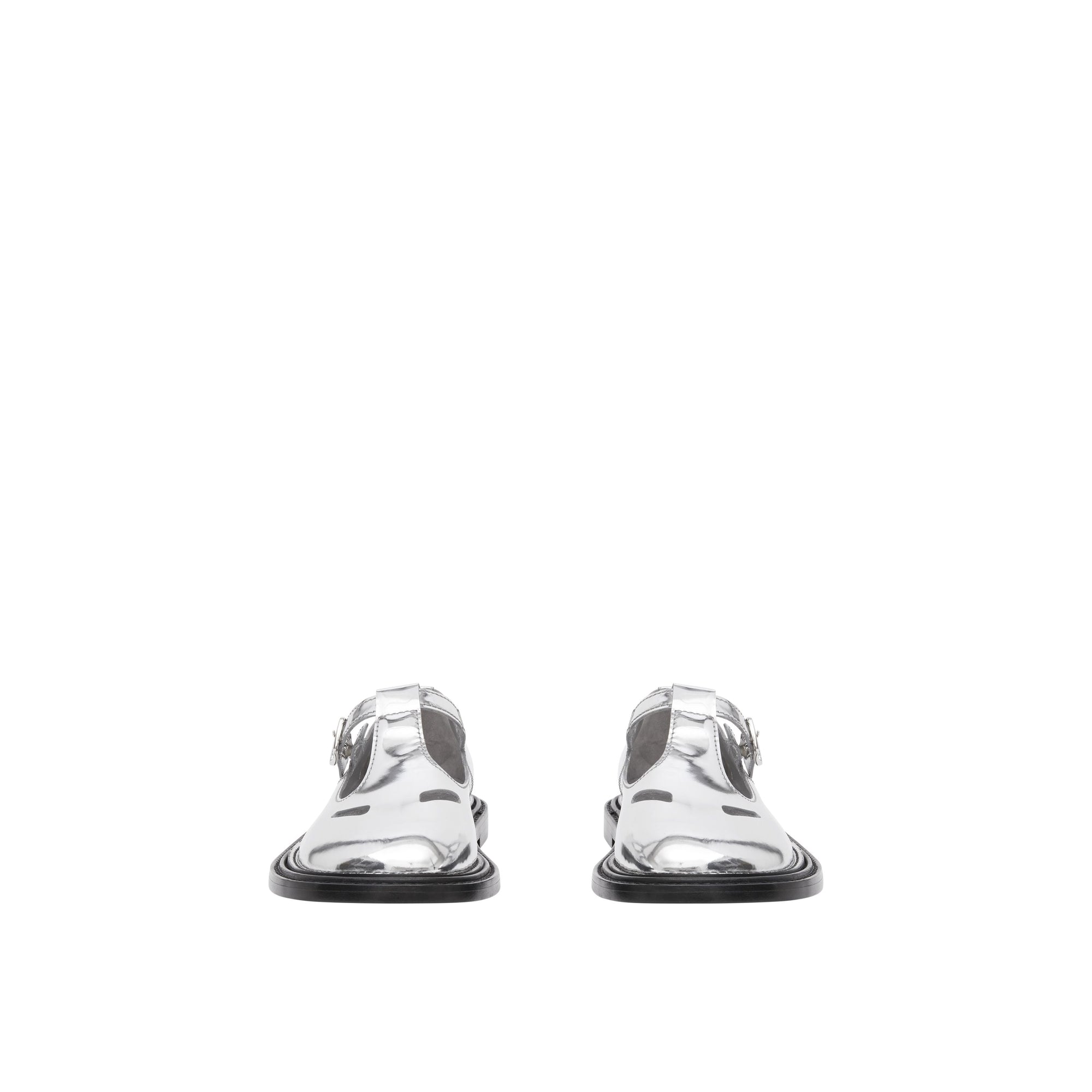 SILVER Salomés en cuir verni métallisé