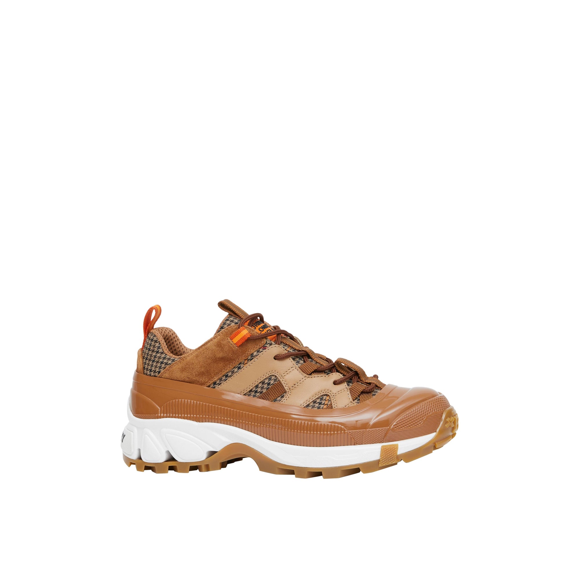 BEIGE/BROWN Sneakers Arthur en cuir velours et laine check pied-de-poule