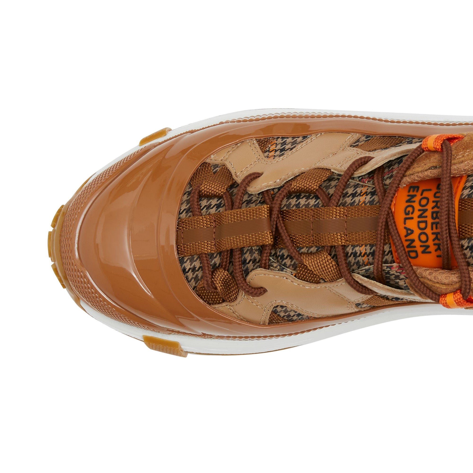 BEIGE/BROWN Sneakers Arthur en cuir velours et laine check pied-de-poule