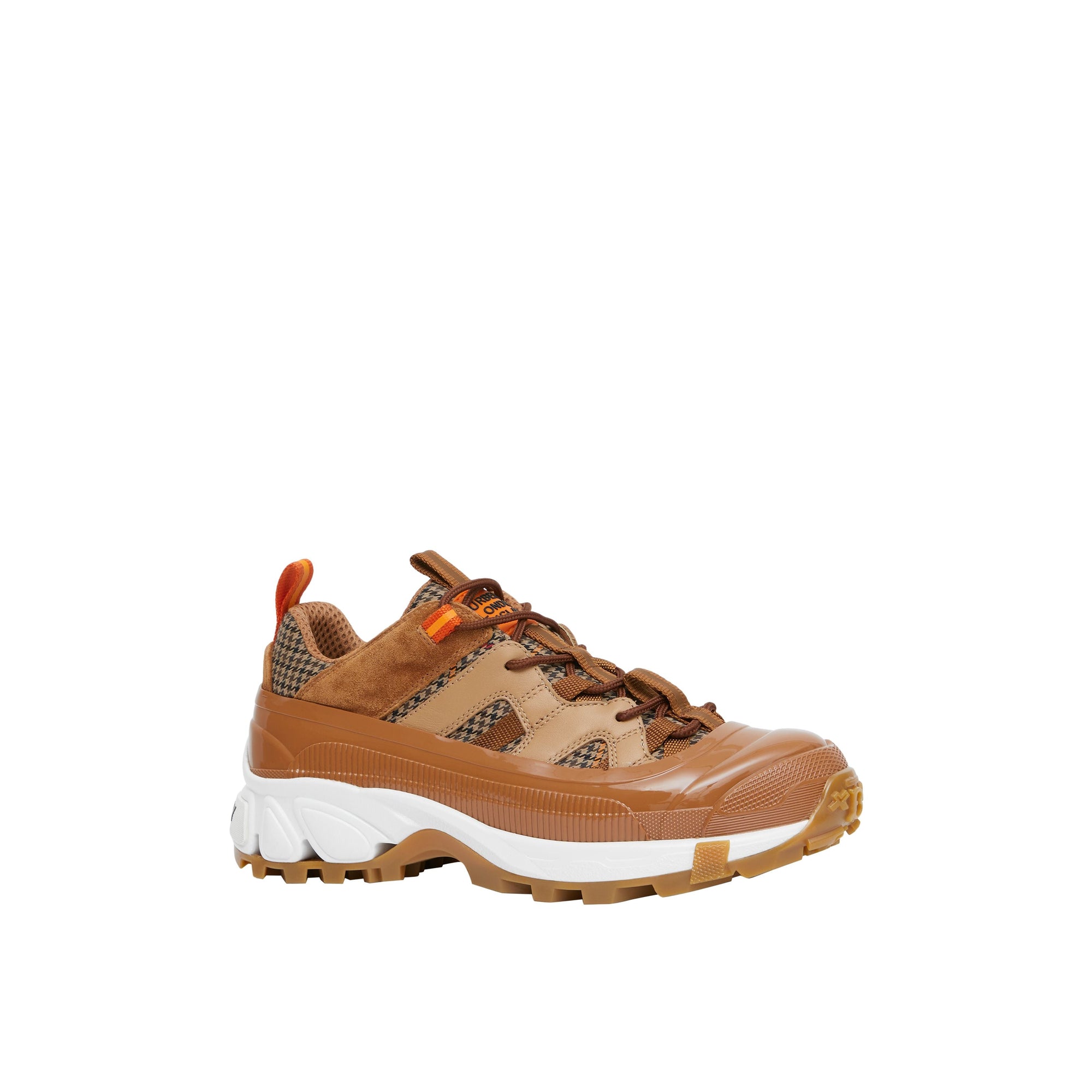 BEIGE/BROWN Sneakers Arthur en cuir velours et laine check pied-de-poule