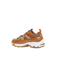 BEIGE/BROWN Sneakers Arthur en cuir velours et laine check pied-de-poule