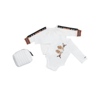 WHITE Coffret cadeau deux pièces pour bébé en coton à motif daim