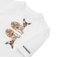 WHITE Coffret cadeau deux pièces pour bébé en coton à motif daim