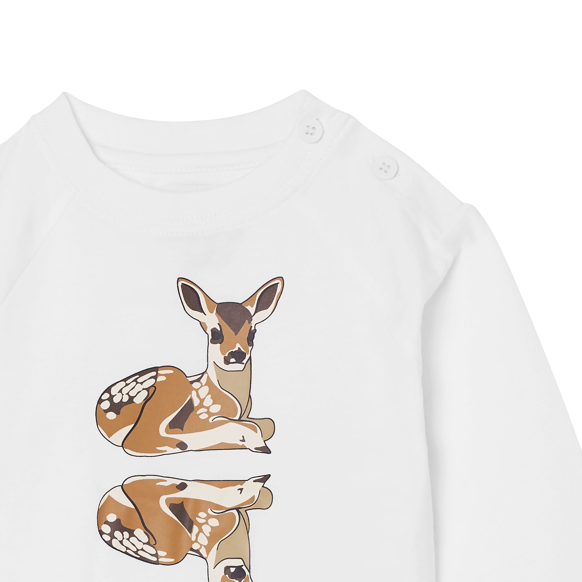 WHITE Coffret cadeau deux pièces pour bébé en coton à motif daim