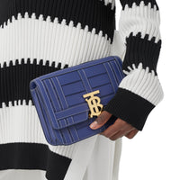 Petit sac TB en cuir tissé - Bleu Marine Encre