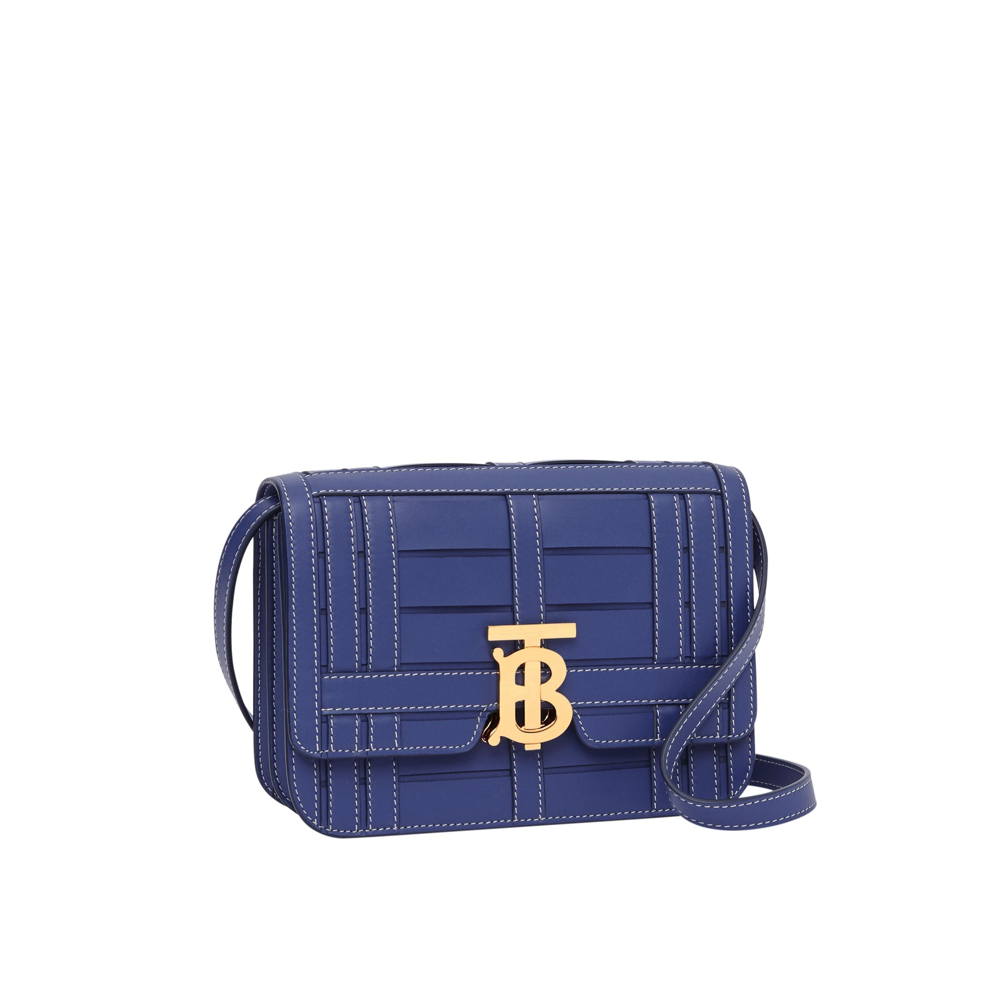 Petit sac tb en cuir tissé - Bleu marine encre
