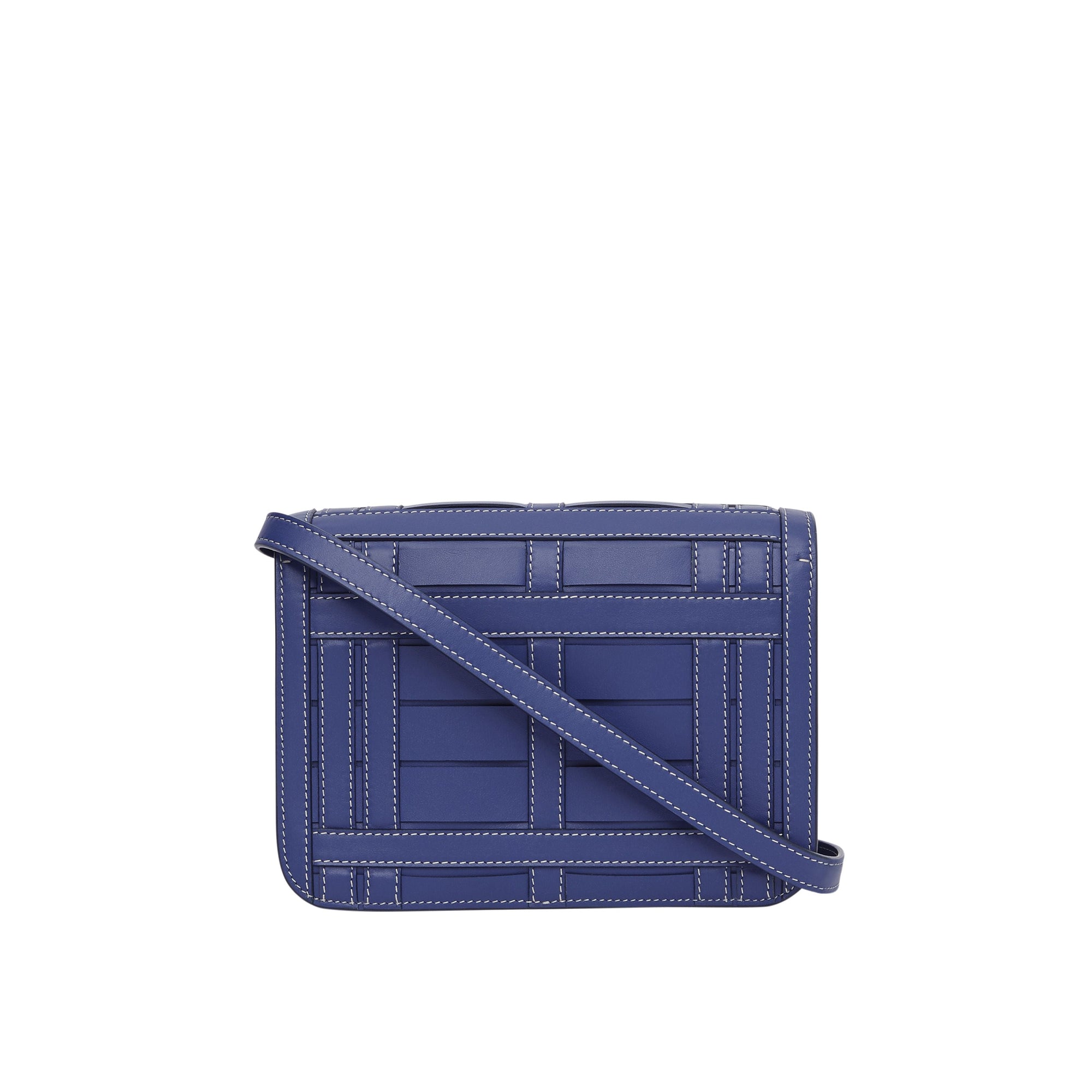 Petit sac TB en cuir tissé - Bleu Marine Encre