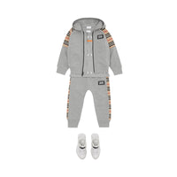 GREY MELANGE Haut à capuche en coton à rayures iconiques