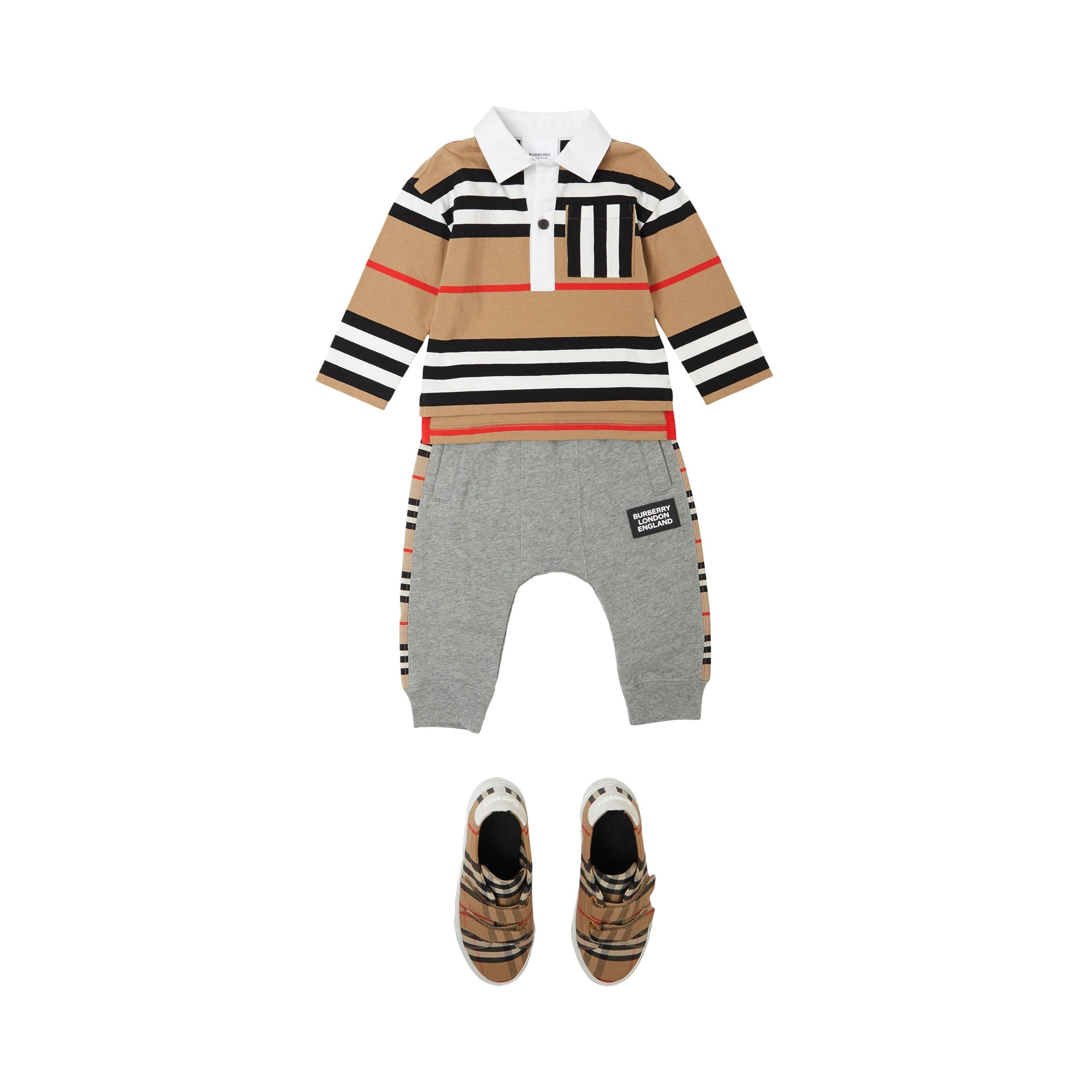 GREY MELANGE Pantalon de survêtement en coton à rayures iconiques