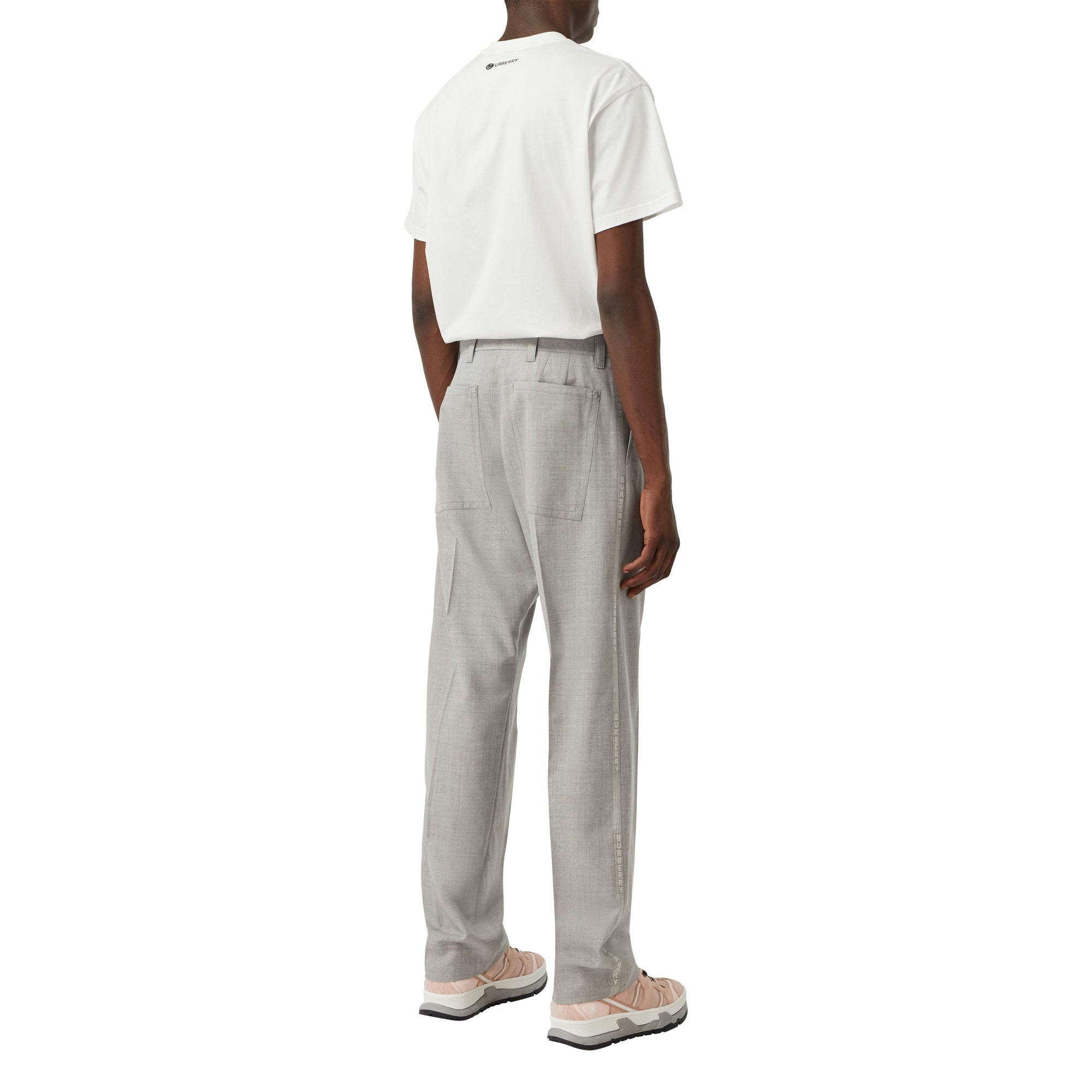 LIGHT PEBBLE GREY IP Pantalon de costume en jacquard de laine avec logo