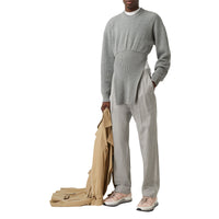 LIGHT PEBBLE GREY IP Pantalon de costume en jacquard de laine avec logo