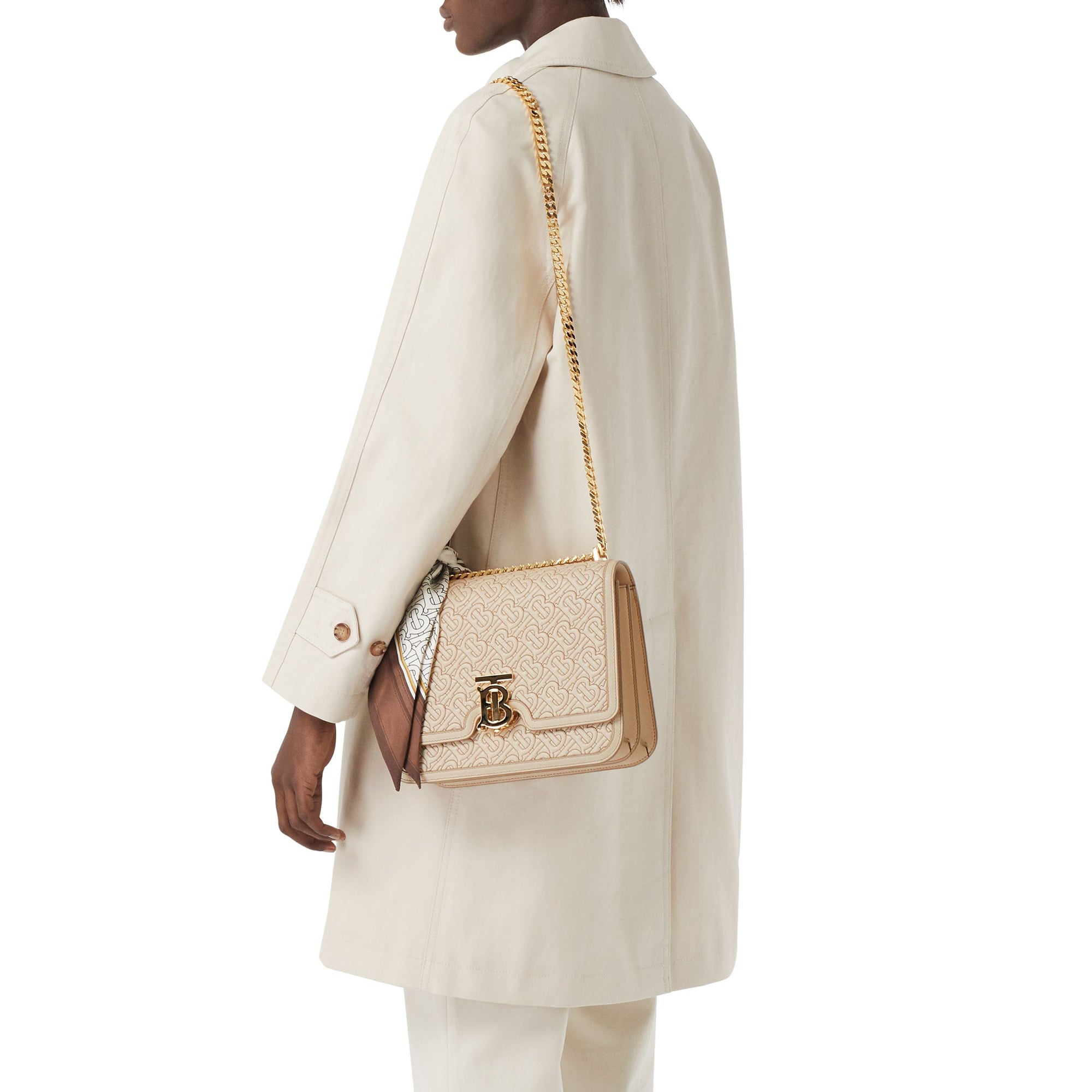 Sac tb moyen en cuir d'agneau monogram matelassé - Sésame
