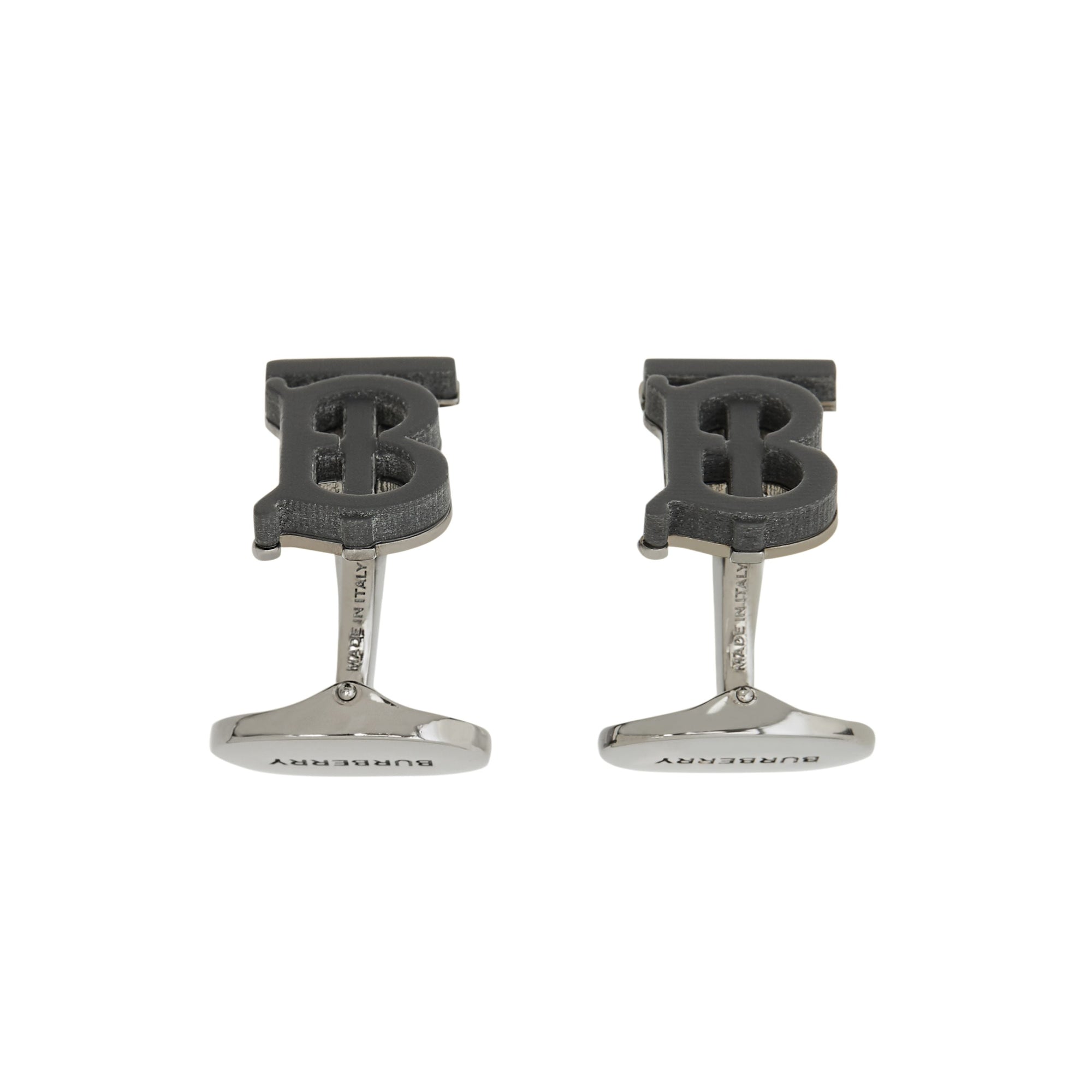 MATTE BLACK Boutons de manchette en résine et plaqués palladium Monogram