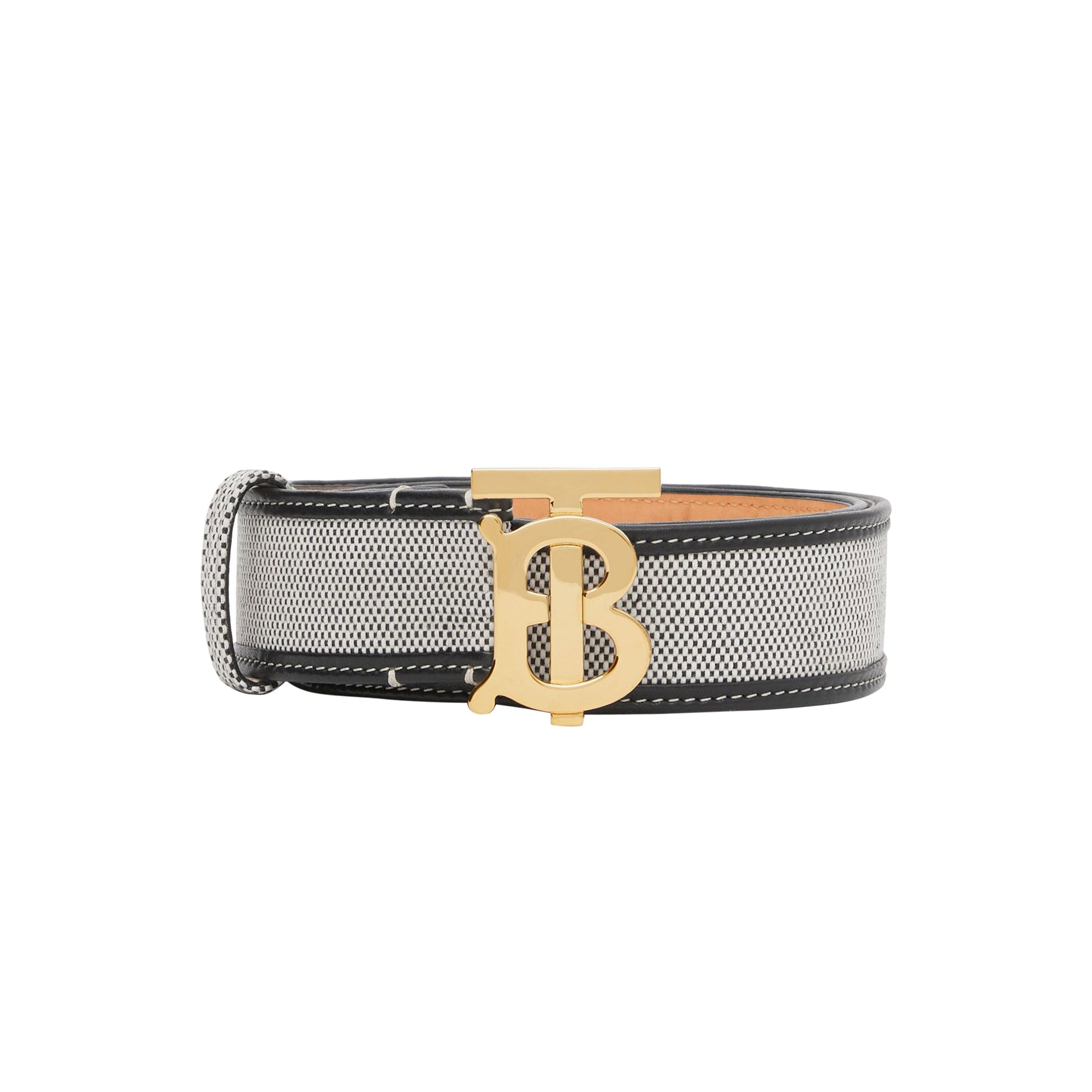Ceinture en toile et cuir monogram - Noir