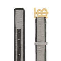 Ceinture en toile et cuir Monogram - Noir