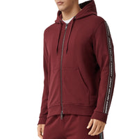 DEEP MERLOT Veste à capuche en coton avec bandes à logo