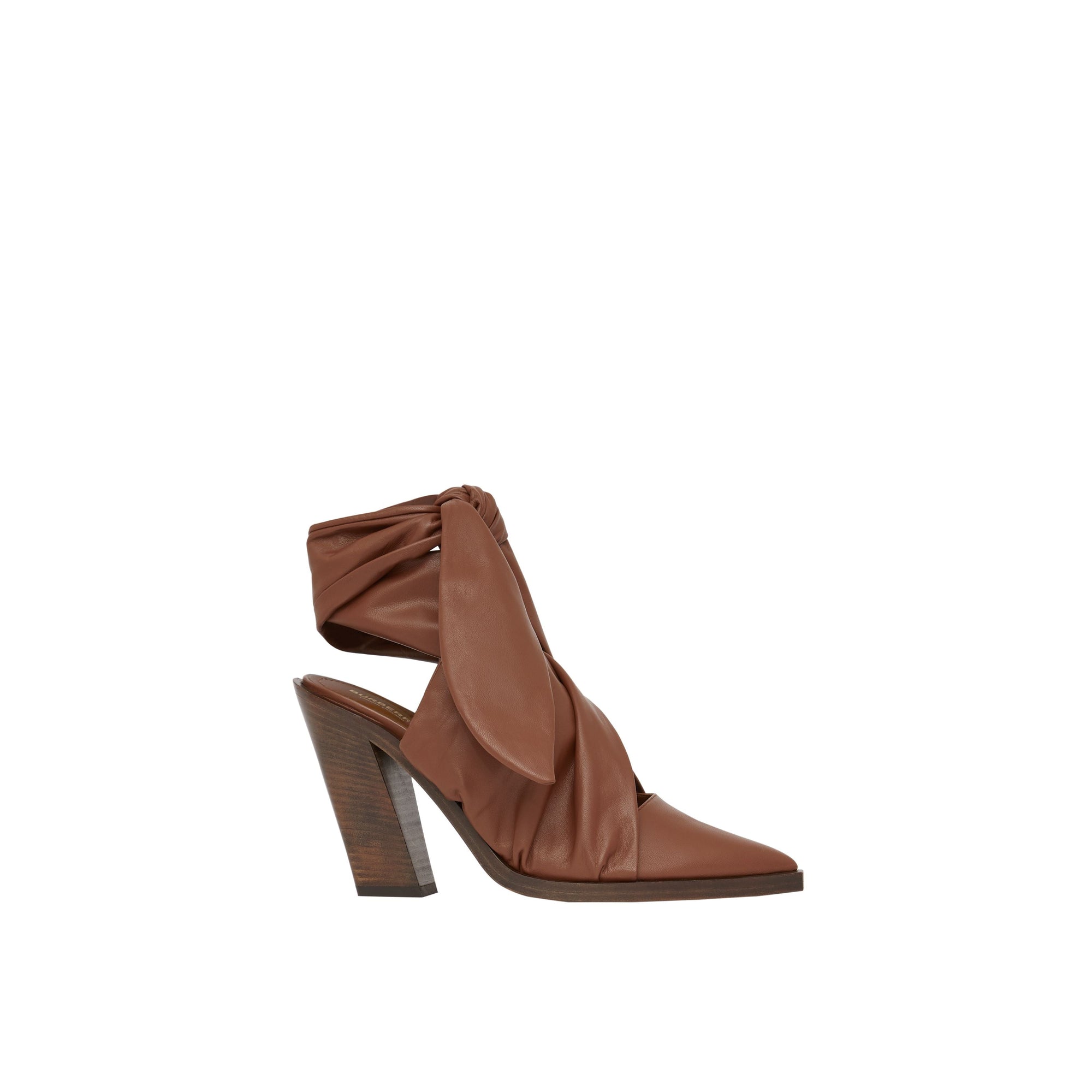 TAN Mules à bout pointu en cuir d'agneau avec nœud