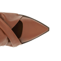 TAN Mules à bout pointu en cuir d'agneau avec nœud