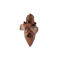 TAN Mules à bout pointu en cuir d'agneau avec nœud