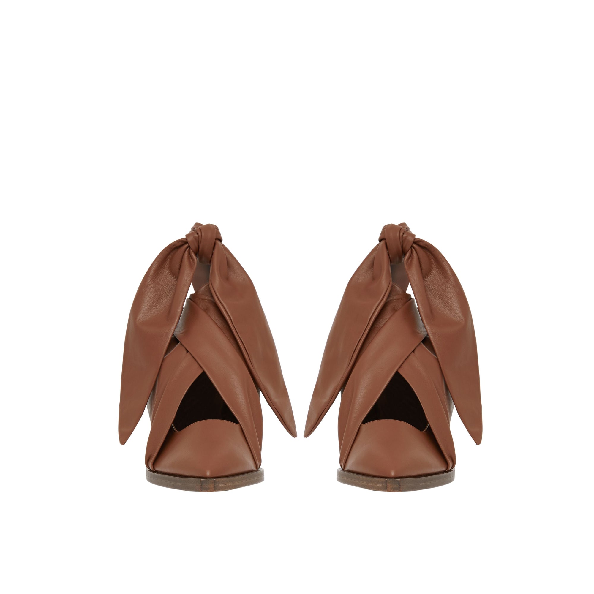 TAN Mules à bout pointu en cuir d'agneau avec nœud