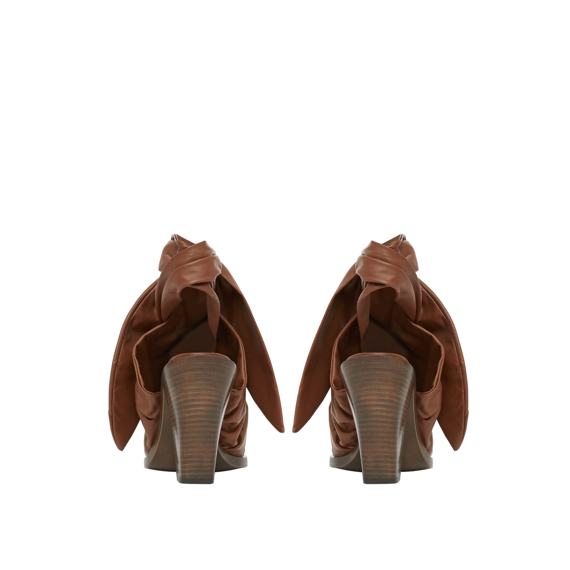 TAN Mules à bout pointu en cuir d'agneau avec nœud