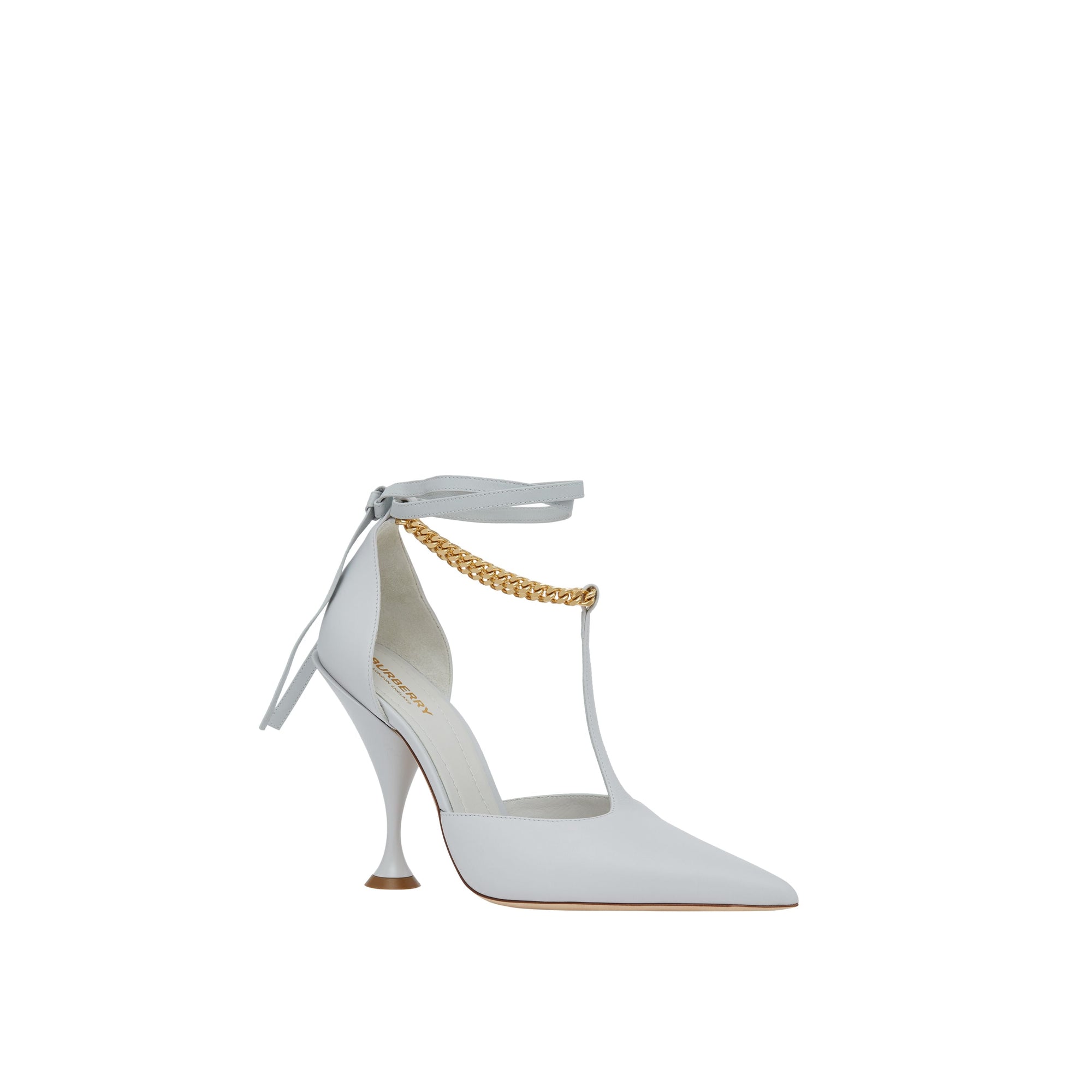 PEBBLE GREY Escarpins en cuir avec chaîne