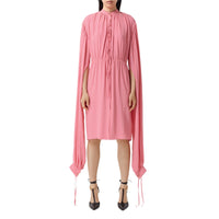 BUBBLEGUM PINK Robe à manches repliables en crêpe de soie de Chine