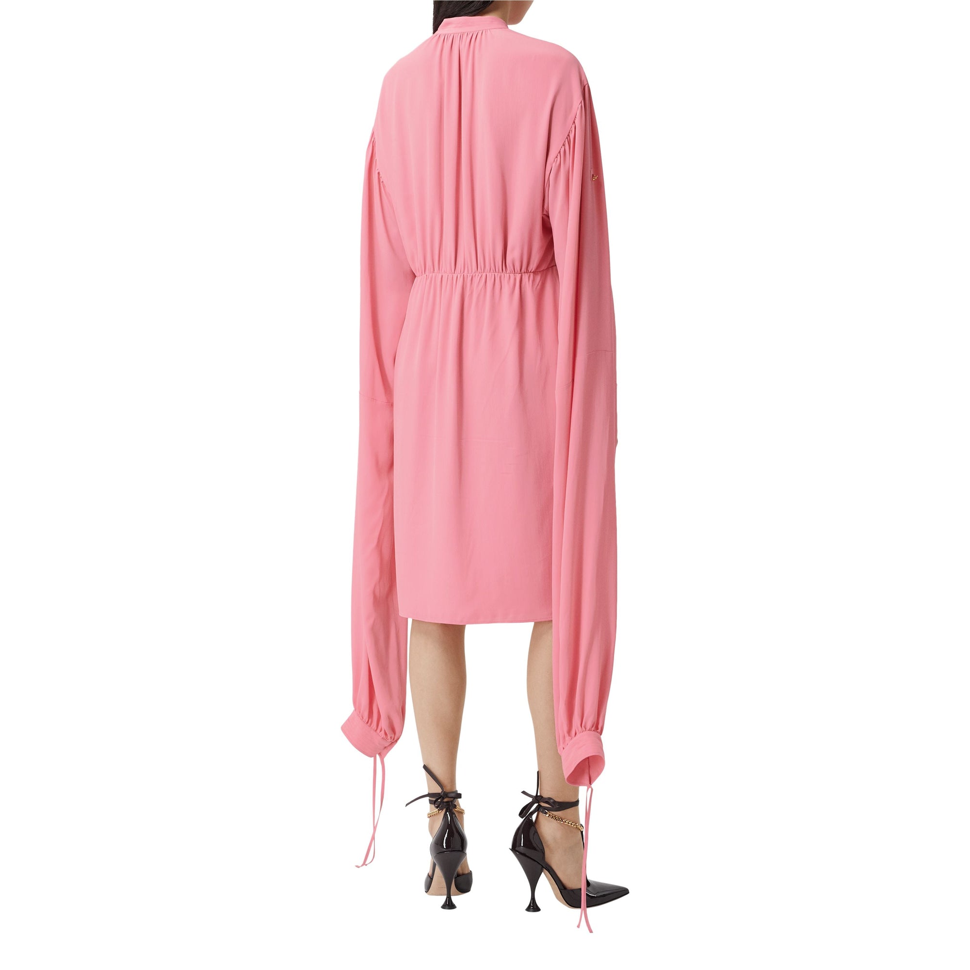 BUBBLEGUM PINK Robe à manches repliables en crêpe de soie de Chine