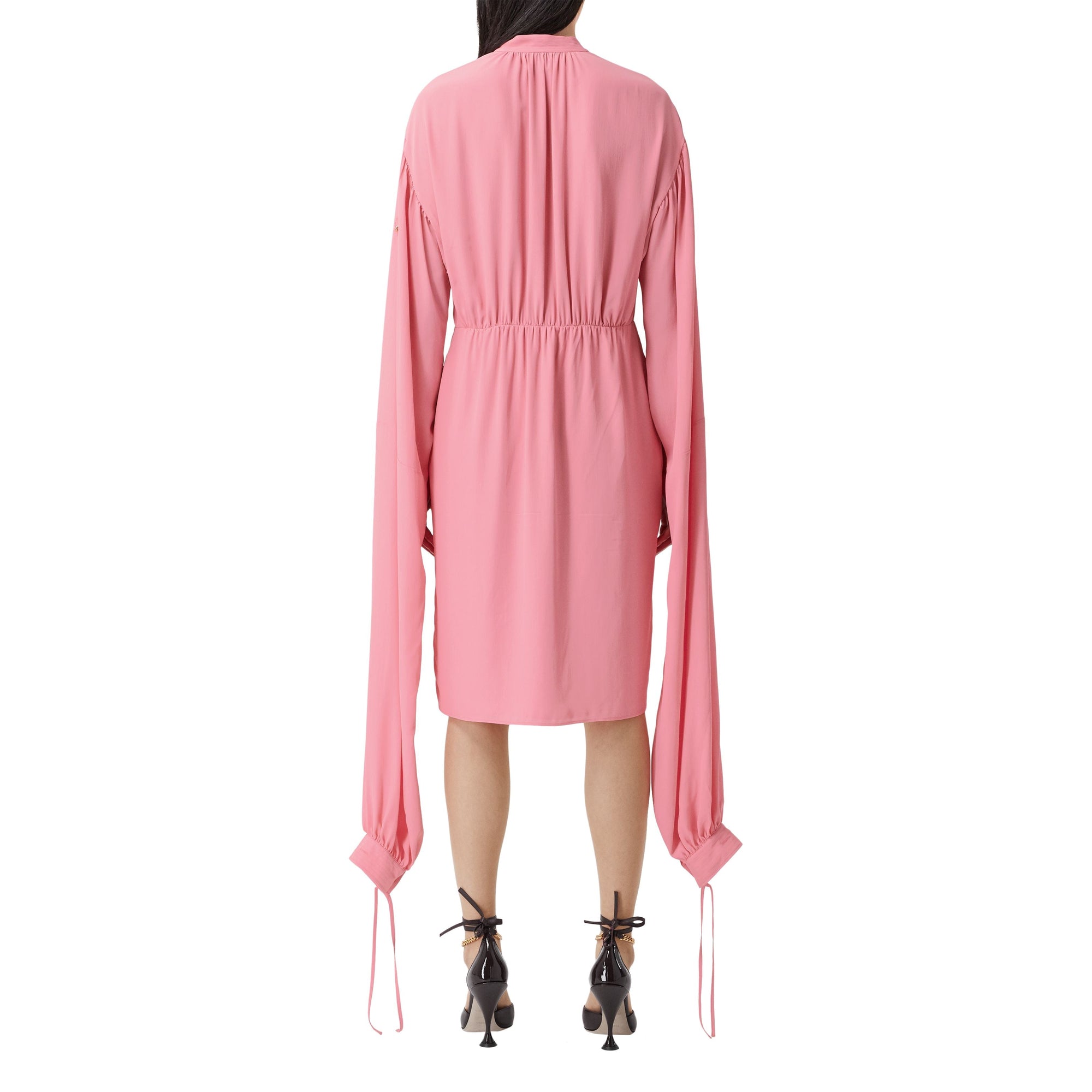 BUBBLEGUM PINK Robe à manches repliables en crêpe de soie de Chine
