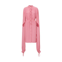 BUBBLEGUM PINK Robe à manches repliables en crêpe de soie de Chine
