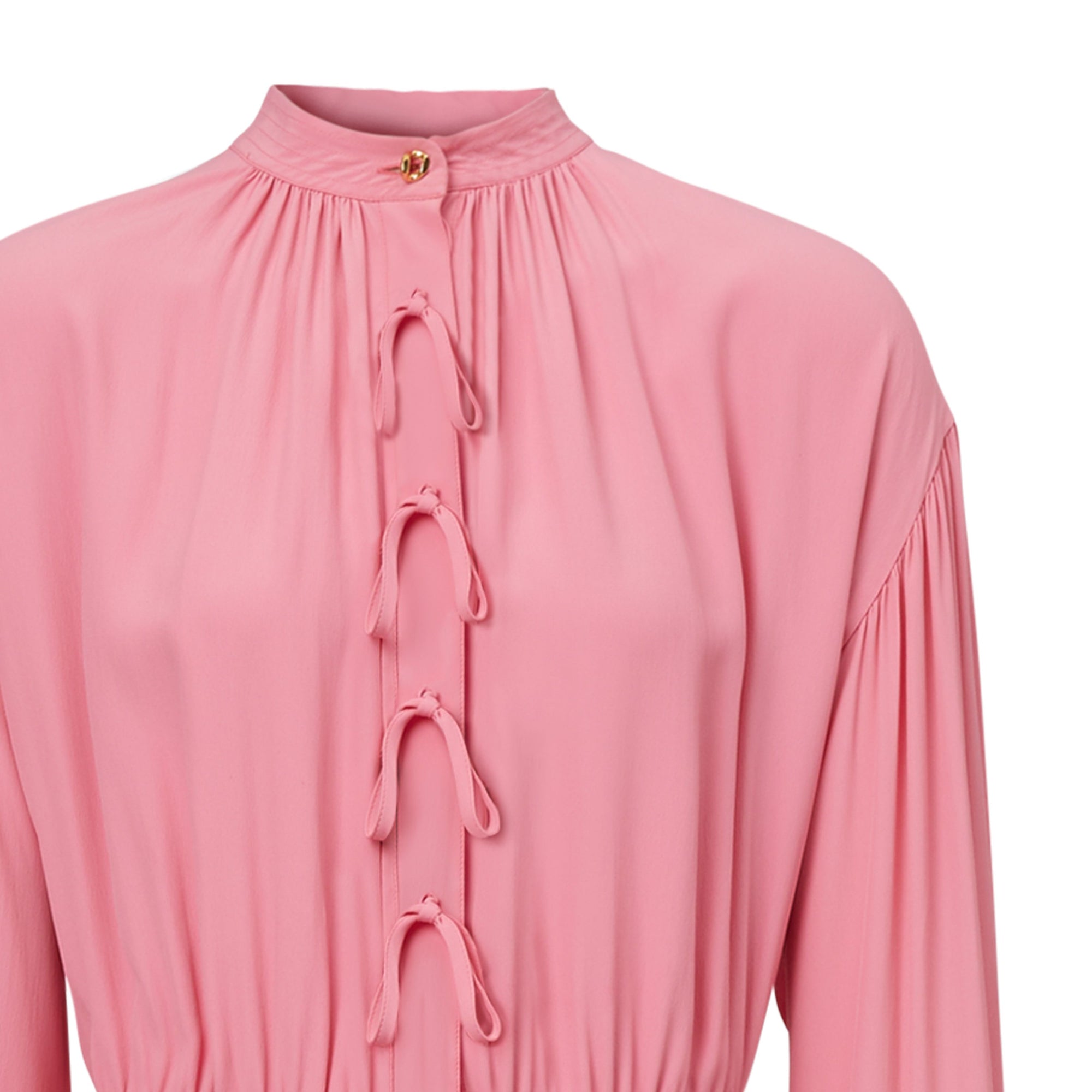 BUBBLEGUM PINK Robe à manches repliables en crêpe de soie de Chine