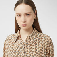 ECRU IP PTTN Chemise en crêpe de soie de Chine à imprimé licorne
