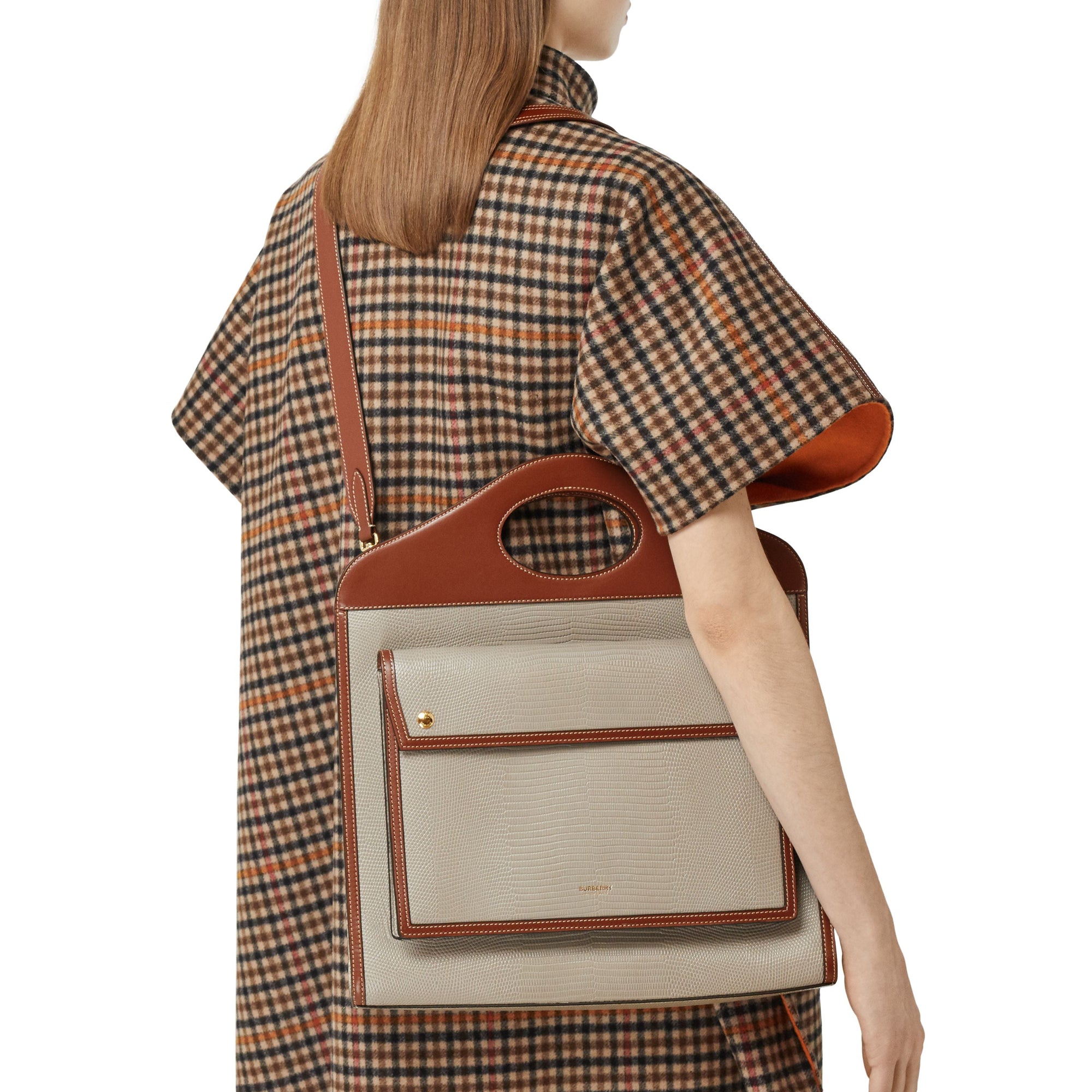 Sac Pocket moyen en cuir de cerf embossé et cuir - Hâle