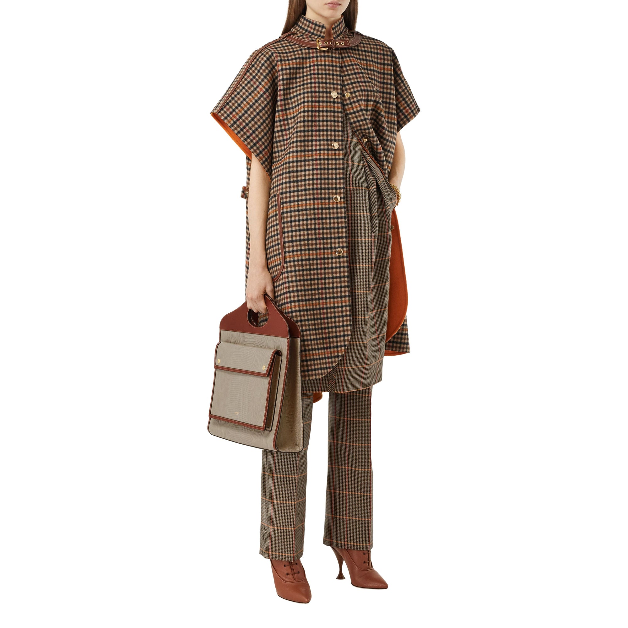 Sac Pocket moyen en cuir de cerf embossé et cuir - Hâle