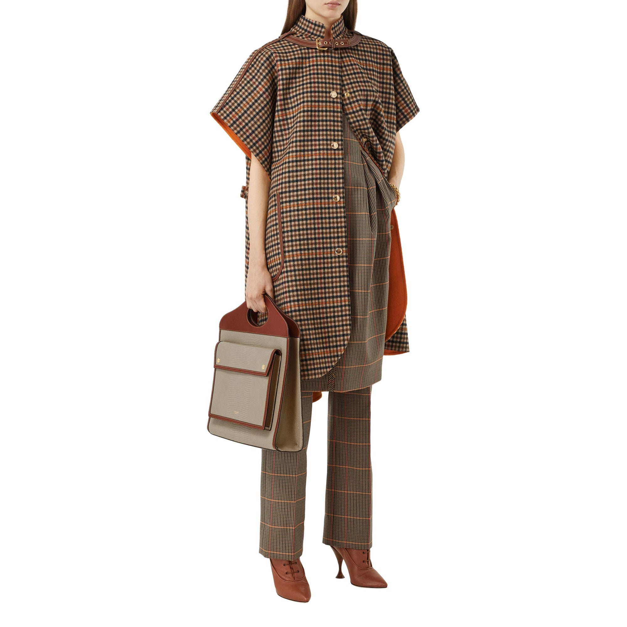 Sac pocket moyen en cuir de cerf embossé et cuir - Hâle