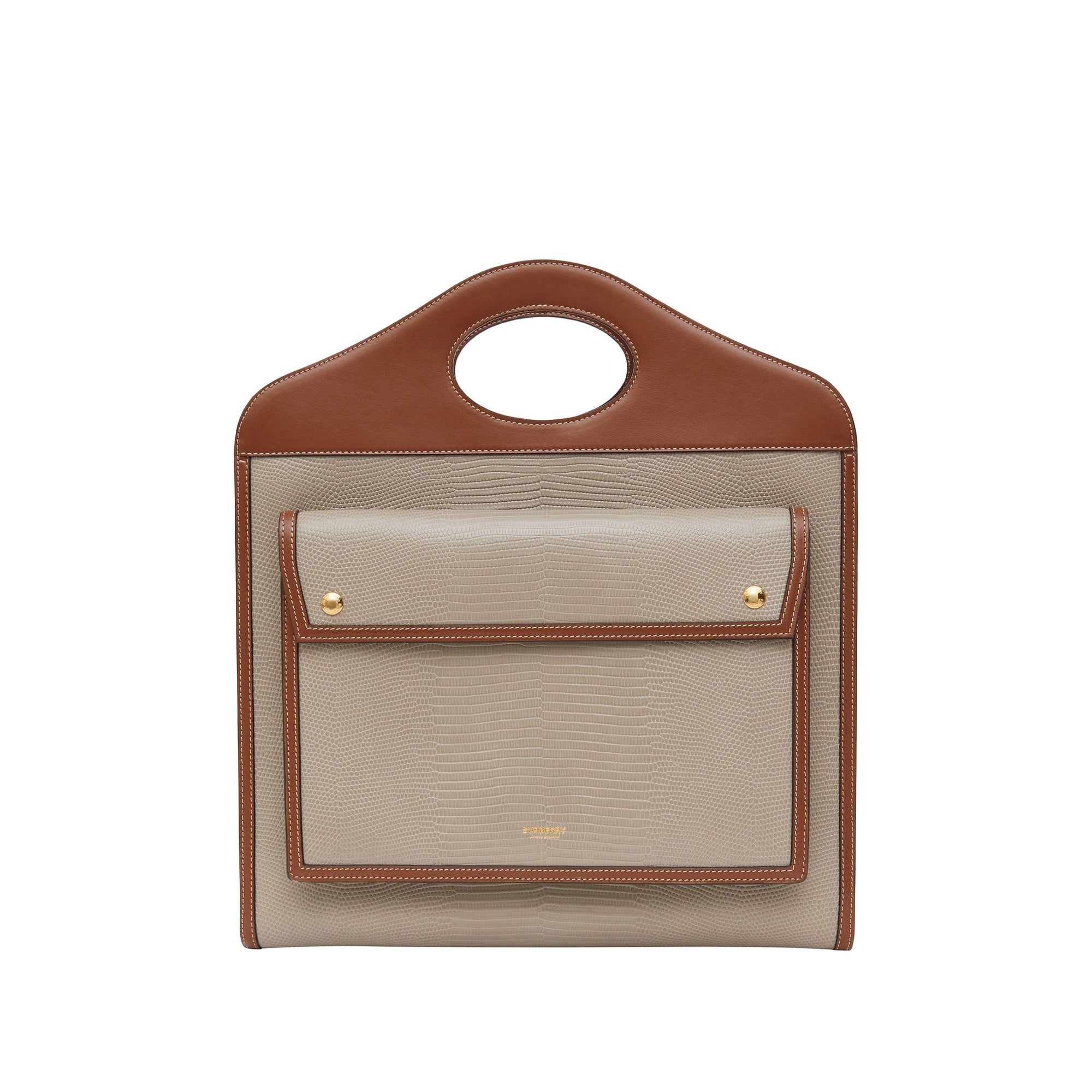 Sac pocket moyen en cuir de cerf embossé et cuir - Hâle