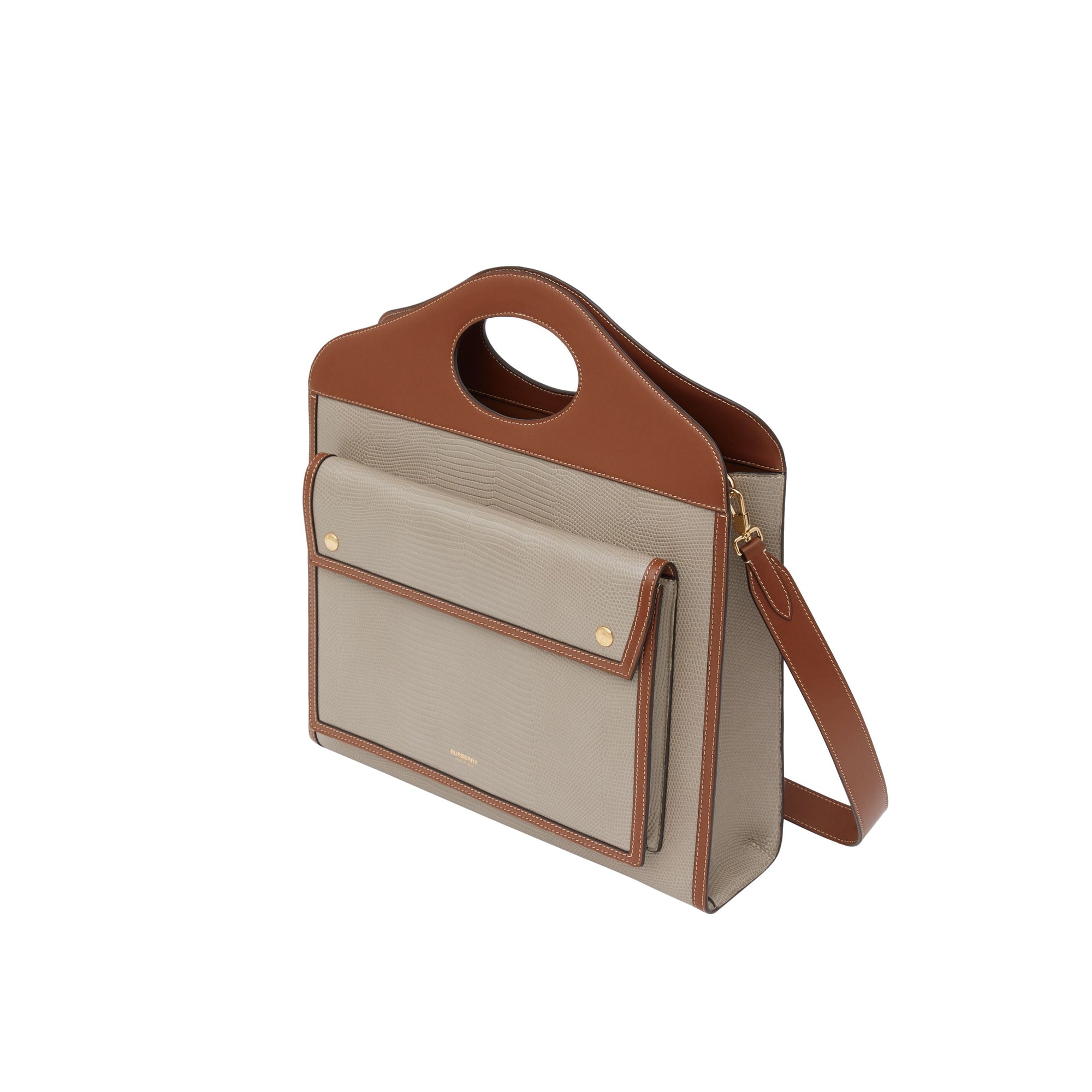 Sac pocket moyen en cuir de cerf embossé et cuir - Hâle