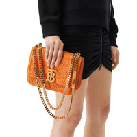 Petit sac tb en cuir d'agneau monogram matelassé - Orange