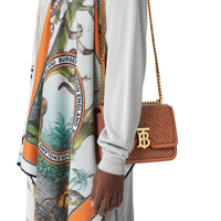 Petit sac tb en cuir d'agneau monogram matelassé - Brun malt