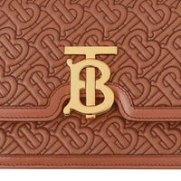 Petit sac tb en cuir d'agneau monogram matelassé - Brun malt