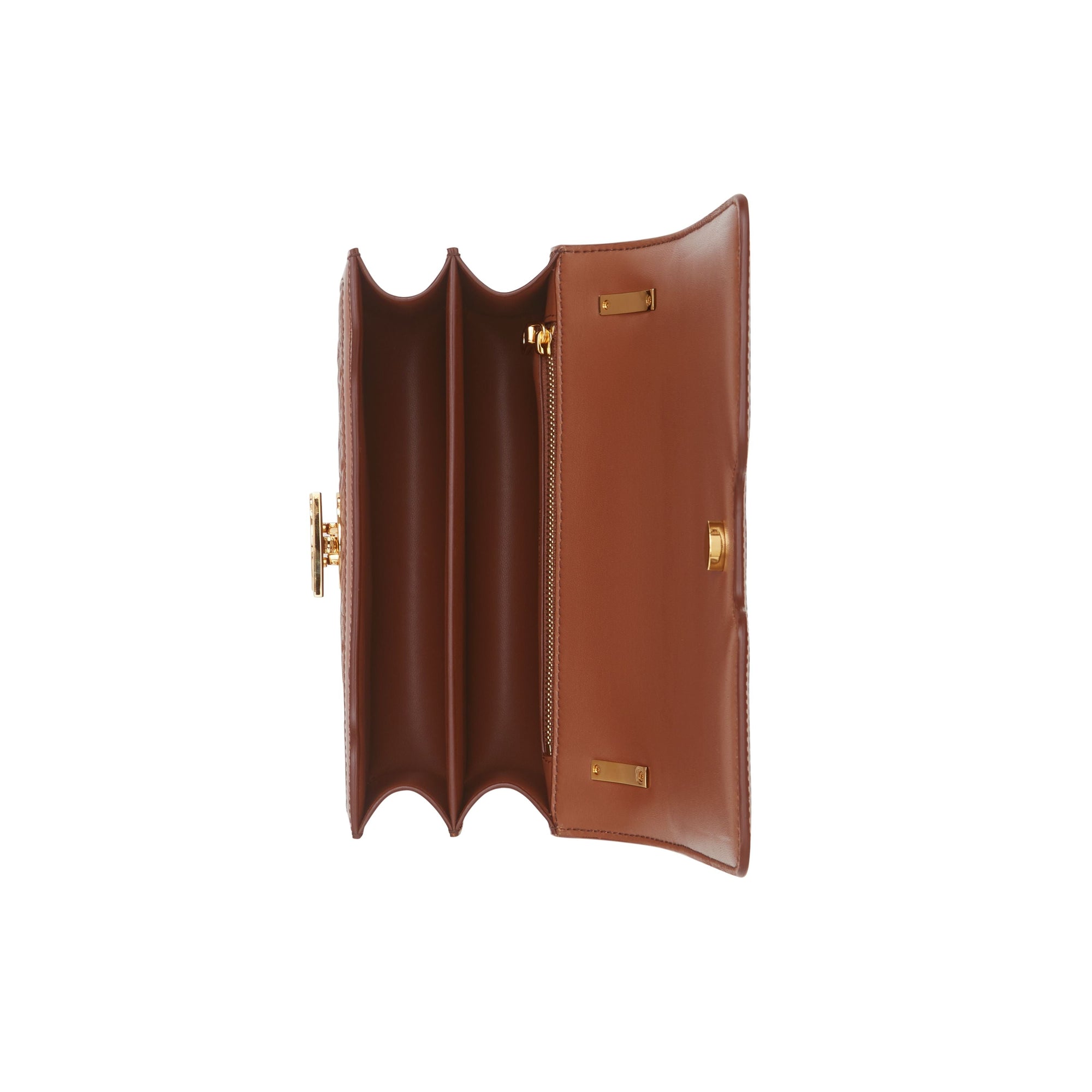 Petit sac tb en cuir d'agneau monogram matelassé - Brun malt