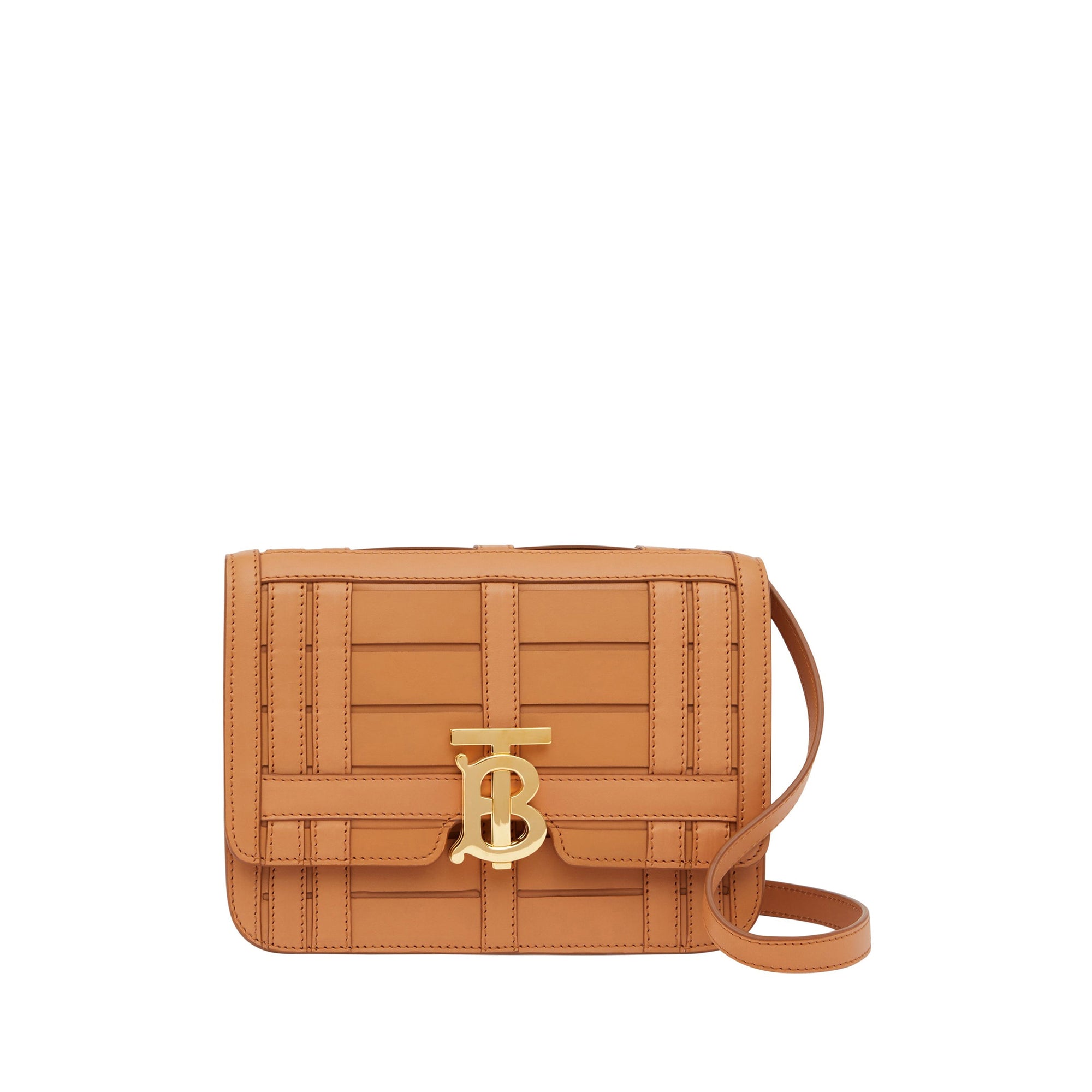 Petit sac TB en cuir tissé - Sable Intense