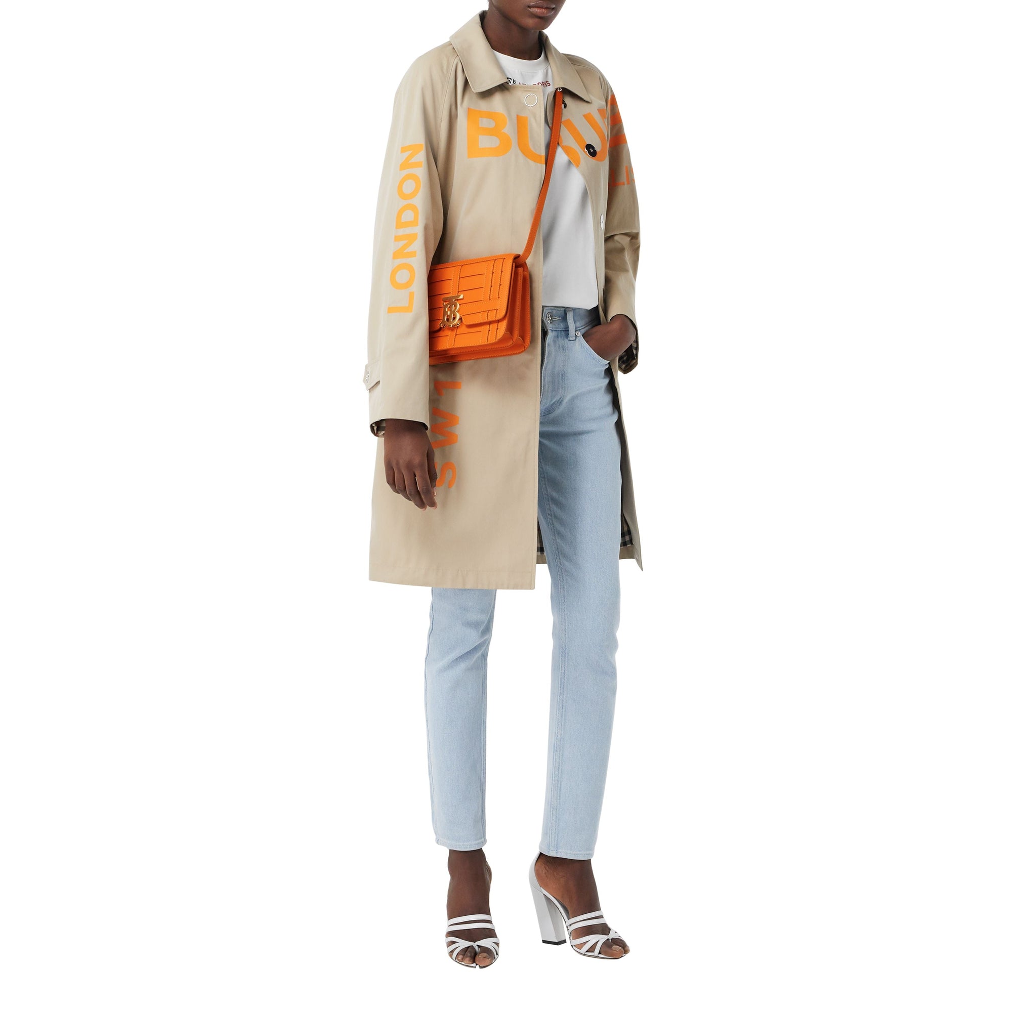 Petit sac TB en cuir tissé - Orange